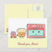 ありがとうママ – かわいいカップケーキとピンクのオーブン ポストカード (正面/裏面)