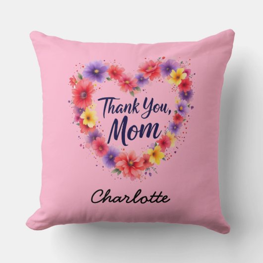 ありがとうママ | パーソナライズされたフローラ母の日 クッション (正面)
