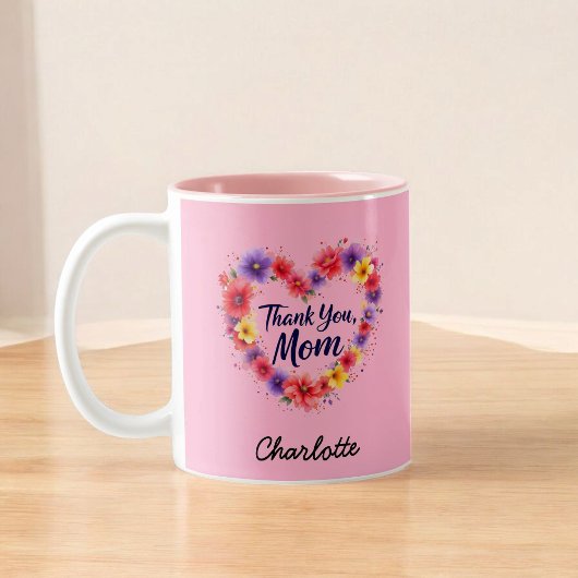 ありがとうママ | パーソナライズされたフローラ母の日 ツートーンマグカップ