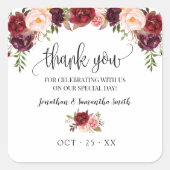 ありがとうマルサラフローラボホシック結婚ズ スクエアシール (正面)