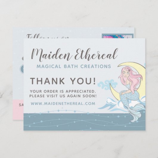 ありがとうマーメイドムーン&スター神秘的な4写真 ポストカード (正面/裏面)