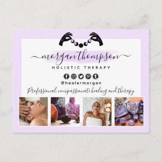 ありがとうミニマルなハンズムーンロゴ4 – フォトフライヤー ポストカード (裏面)