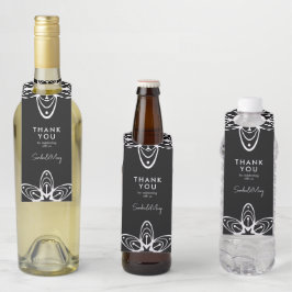 ありがとうミニマルな白黒フローラ ボトルネックタグ