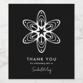 ありがとうミニマルな白黒フローラ ワインラベル (シングルラベル)