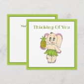 ありがとうミントフローラピンアップルと象 ノートカード (正面/裏面)