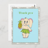 ありがとうミントフローラピンアップルと象 ポストカード (正面/裏面)