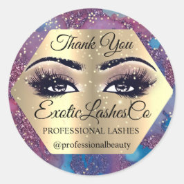 ありがとうメイクアップアーティストアイズパープルバラまばたき ラウンドシール