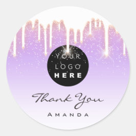 ありがとうメイクアップアーティストパープルバラ。ロゴ ラウンドシール