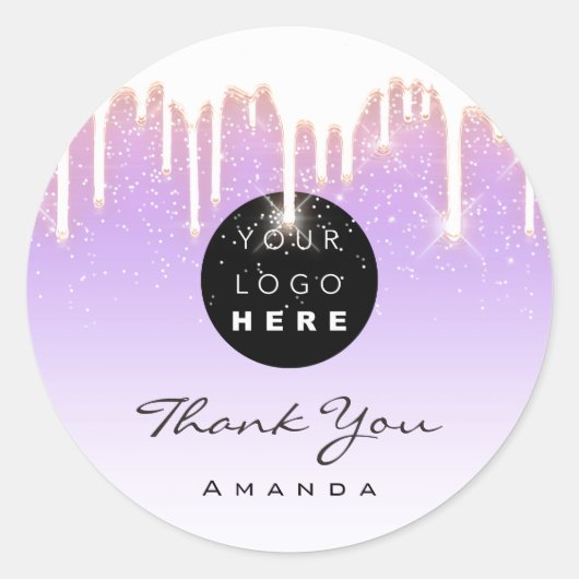 ありがとうメイクアップアーティストパープルバラ。ロゴ ラウンドシール (正面)