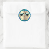 ありがとうメイクアップアーティスト金ゴールドLASHESブルーティール(緑がかった色) ラウンドシール (バッグ)