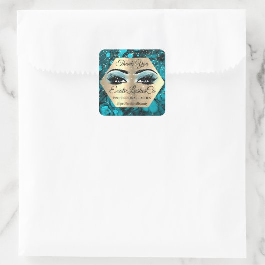 ありがとうメイクアップアーティスト金ゴールドLASHESブルー金ゴールド スクエアシール (バッグ)