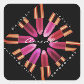 ありがとうメイクアップロゴバラ赤い口紅Insta スクエアシール