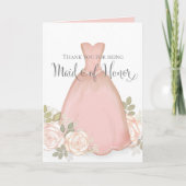 ありがとうメイド・オブ・オーナー（花嫁付き添い人）赤面ピンク カード (正面)