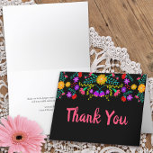 ありがとうメキシコのフェスタ花ブラックフォールディングカード サンキューカード