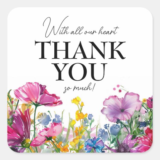 ありがとう🌻💗🌹メドウコレクション開花 スクエアシール (正面)