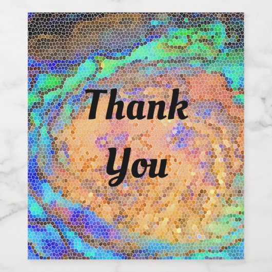 ありがとうモザイクタイルアワビ貝殻の感謝 ワインラベル (シングルラベル)