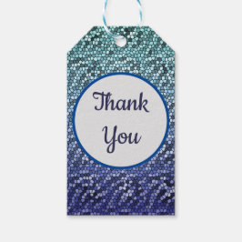 ありがとうモザイク抽象芸術ブルー感謝 ギフトタグ