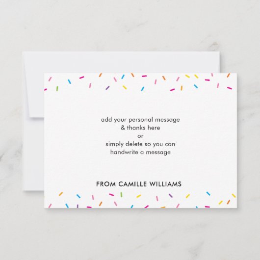 ありがとうモダンかわいい振りかけるカラフルベーキング サンキューカード (裏面)