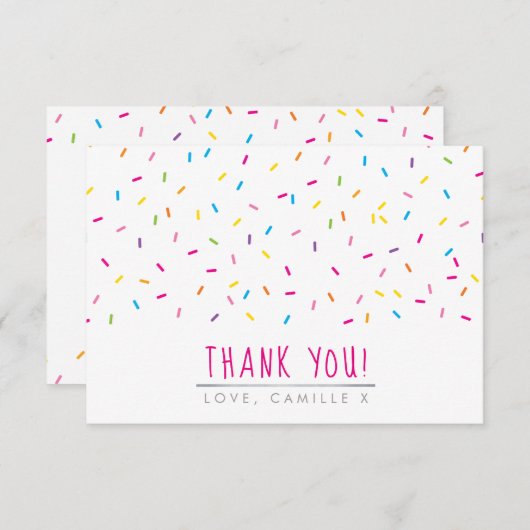 ありがとうモダンかわいい振りかけるカラフルベーキング サンキューカード (正面/裏面)