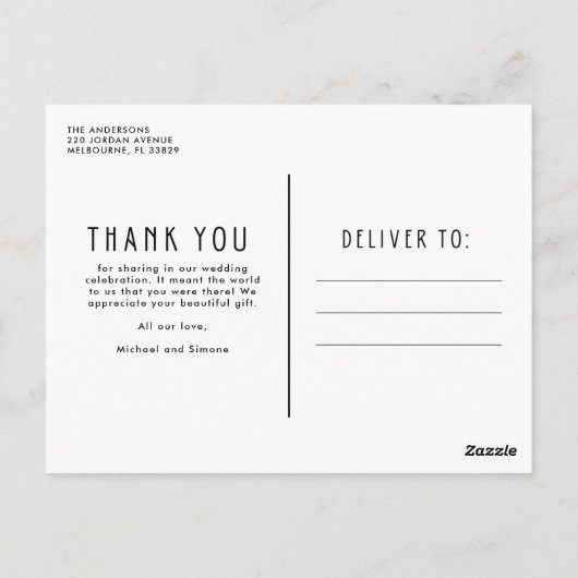 ありがとうモダンの結婚写真 ポストカード (裏面)