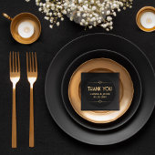 ありがとうモダンアールデコブラックと金ゴールド結婚ズ ラウンドシール