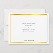 ありがとうモダンスタイリッシュ赤面ピンク書金ゴールド サンキューカード (裏面)