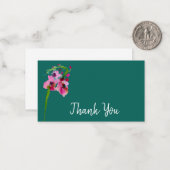 ありがとうモダンピンクとティール(緑がかった色)の水彩画 ノートカード (正面/裏面インサイチュ)