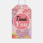 ありがとうモダンピンクウォーター色フローラ ギフトタグ (正面)