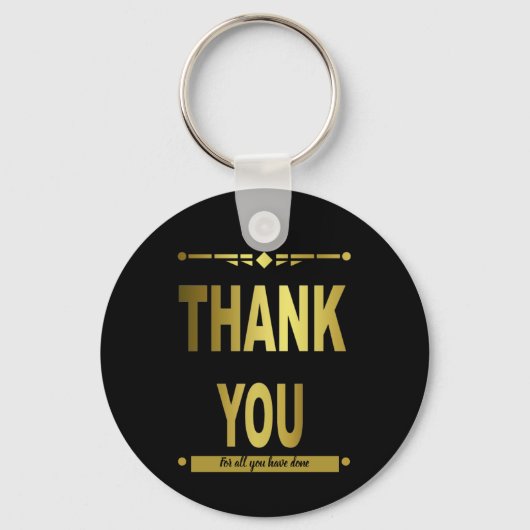 ありがとうモダンブラック金ゴールド キーホルダー (正面)