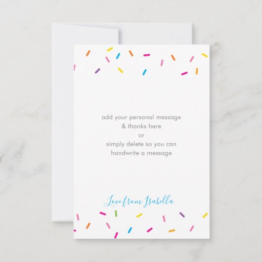 ありがとうモダンレトロなアイスクリームコーンパーティーブルー サンキューカード (裏面)