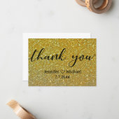 ありがとうモダン書道金ゴールドグリッター結婚ズ ノートカード (正面/裏面インサイチュ)