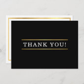 ありがとうモダン白黒シンプル金ゴールドプレーン サンキューカード (正面/裏面)