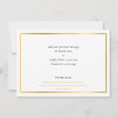 ありがとうモダン白黒シンプル金ゴールドプレーン サンキューカード (裏面)