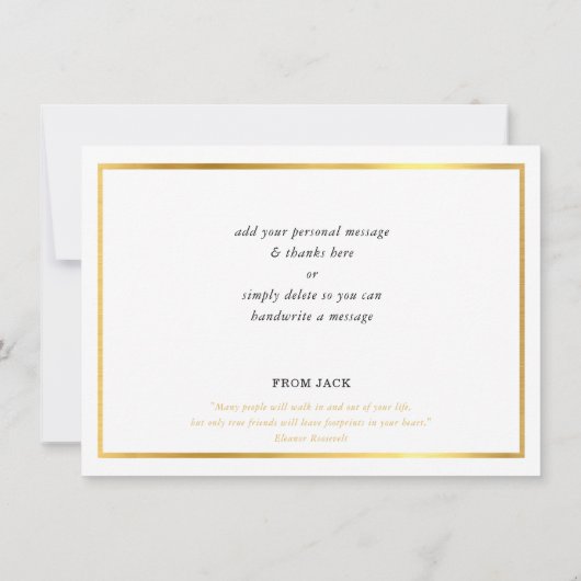 ありがとうモダン白黒シンプル金ゴールドプレーン サンキューカード (裏面)