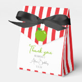 ありがとうモダン赤い白いストライプグリーンアップル フェイバーボックス (正面サイド)