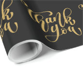 ありがとうモダン金ゴールドタイポグラフィパターン ラッピングペーパー (ロールコーナー)