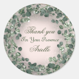 ありがとうユーカリ誕生日ラスティックグリーン粉 ラウンドシール