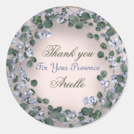 ありがとうユーカリ誕生日青緑の粉 ラウンドシール