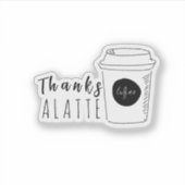 ありがとうラテコーヒーショップロゴ シール (正面)