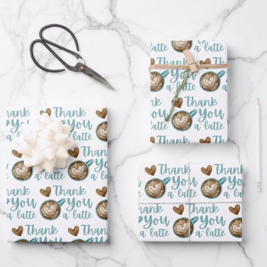 ありがとうラテ包装紙 ラッピングペーパーシート (正面)