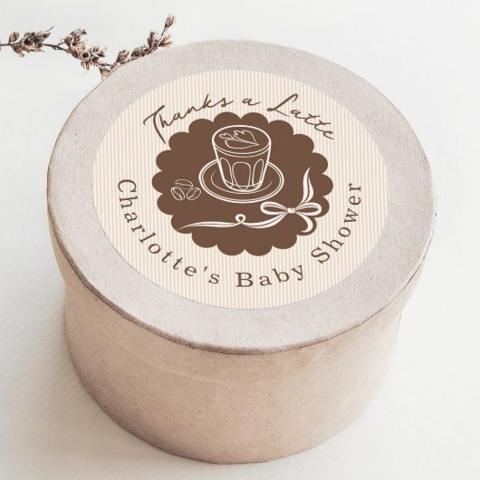 ありがとうラテ カフェ ベベ コーヒー ボウ ベイビー シャワー ラウンドシール