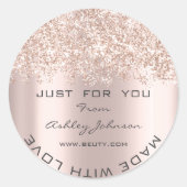 ありがとうラブメイドグリッター紙吹雪バラ ラウンドシール (正面)