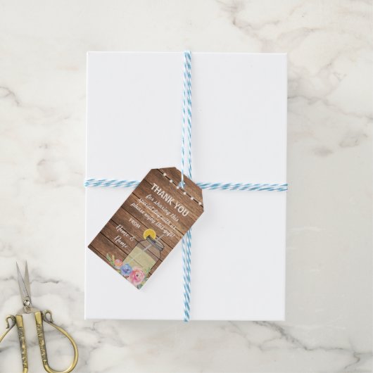 ありがとうラベル好意メイスン・ジャーフローラ結婚 ギフトタグ (より糸付き)