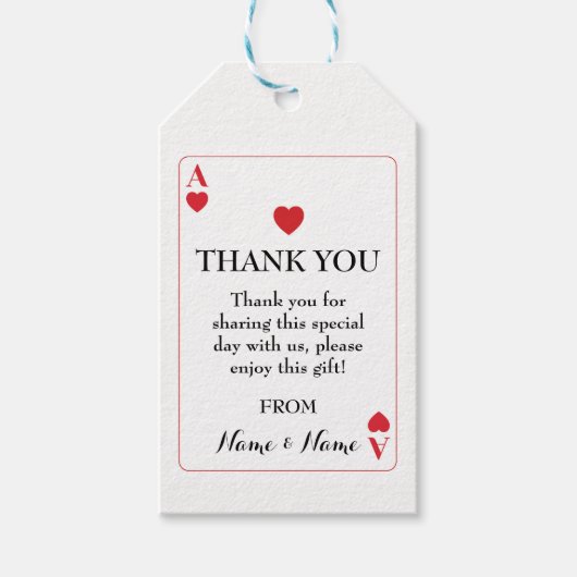 ありがとうラベル結婚のトランプエースハート ギフトタグ (正面)