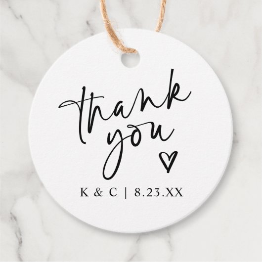 ありがとうラベル結婚式の引き出物モダンハート フェイバータグ (正面)