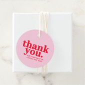 ありがとうラベル | モダンな赤とピンク フェイバータグ (インサイチュ)