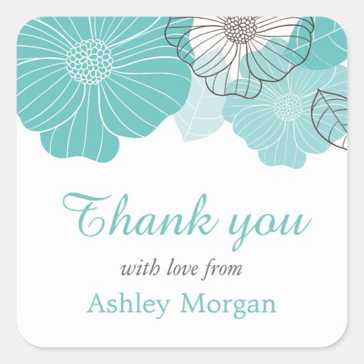 ありがとうラヴシンプルィシックティール(緑がかった色)グリーンフローラ スクエアシール (正面)
