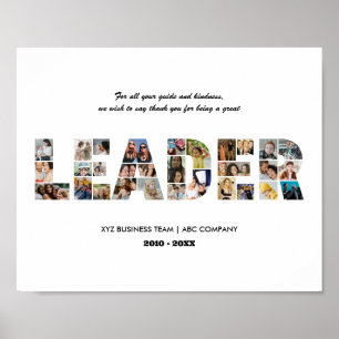 ありがとうリーダー写真コラージュお別れ退職 ポスター