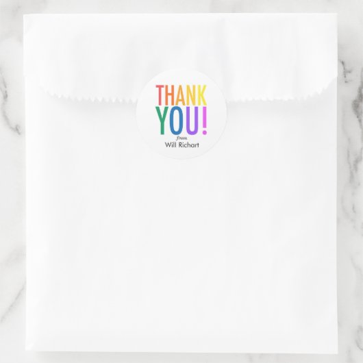 ありがとうレインボー注文ステッカーカスタムギフトラベル ラウンドシール (バッグ)