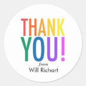 ありがとうレインボー注文ステッカーカスタムギフトラベル ラウンドシール (正面)